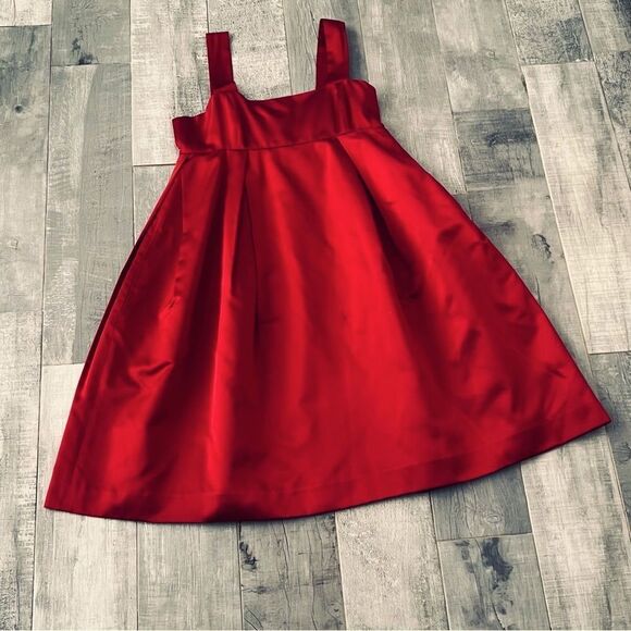 VTG DKNY 90s Bubble Dress Red Silk Scarlet Tank Empire Waist Balloon Pockets 8 - Picture 12 of 16